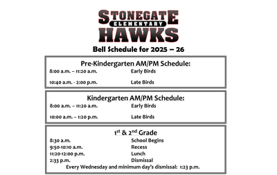 Stonegate Bell Schedule